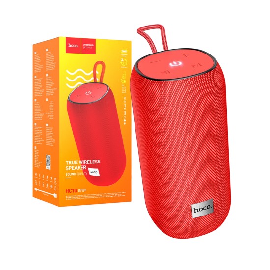 Hoco Portable Wireless Speaker HC10 Sonar with AUX/FM/USB BT V5.0 1200mAh Red